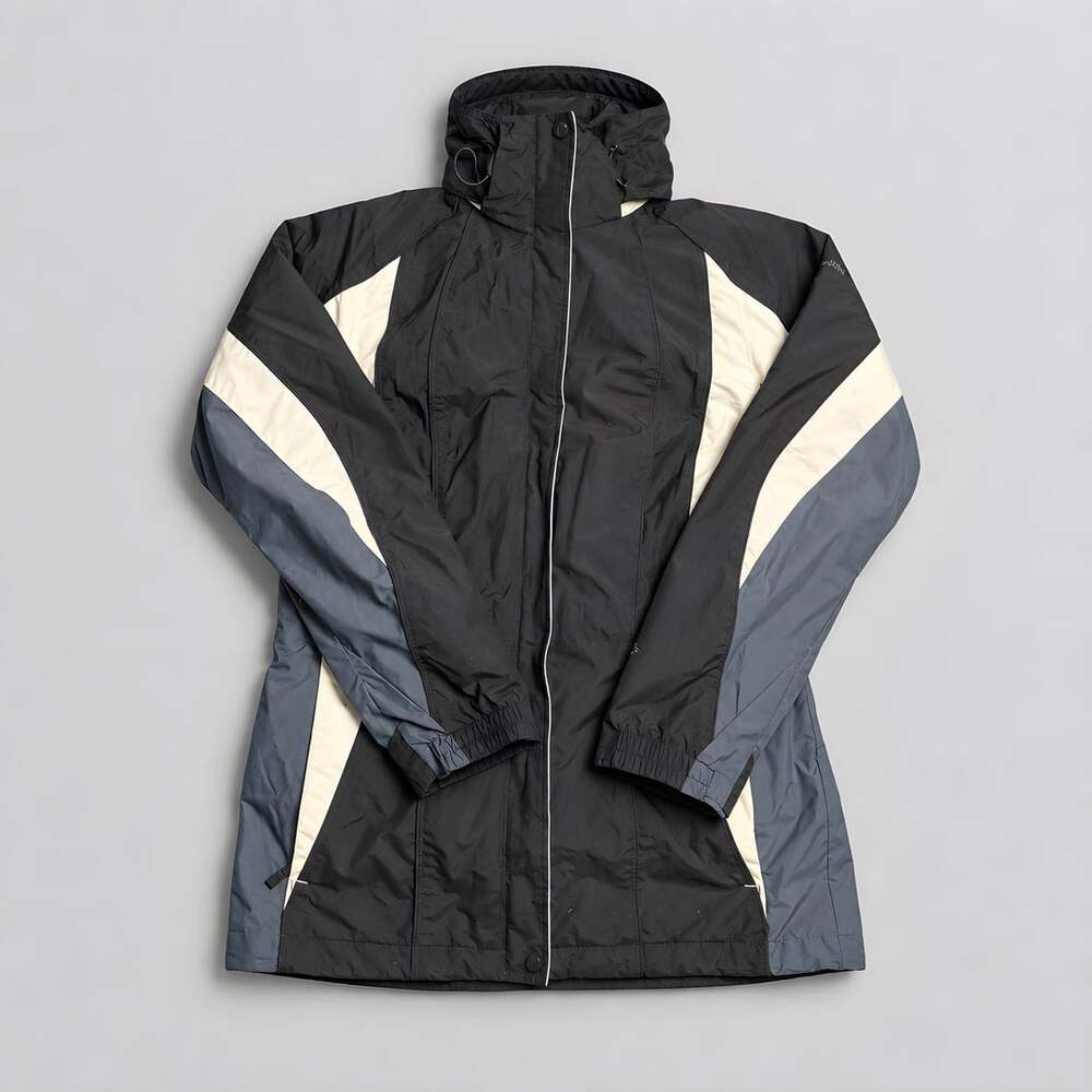 Columbia Interchange Jacket Size S Black White Gray Hooded Fleece Liner